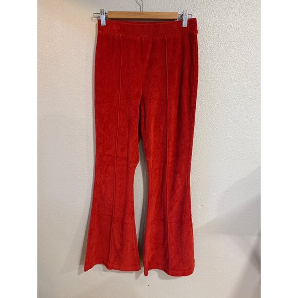 Aerie Women's Red Corduroy Flared Pants Size Small Party Holiday - Picture 1 of 6